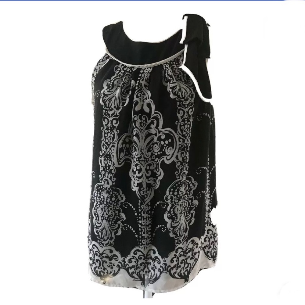 MISTY & MAX BLOUSE TOP BLACK WHITE TOP W/